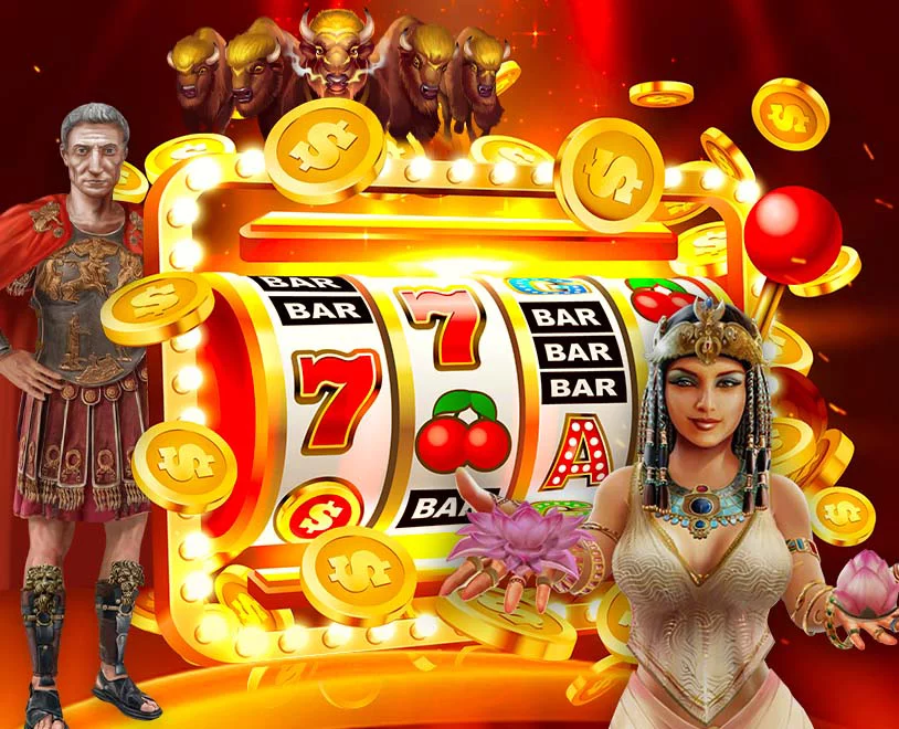 Slot 777 reel with Ignition Casino Famous Slots Characters 